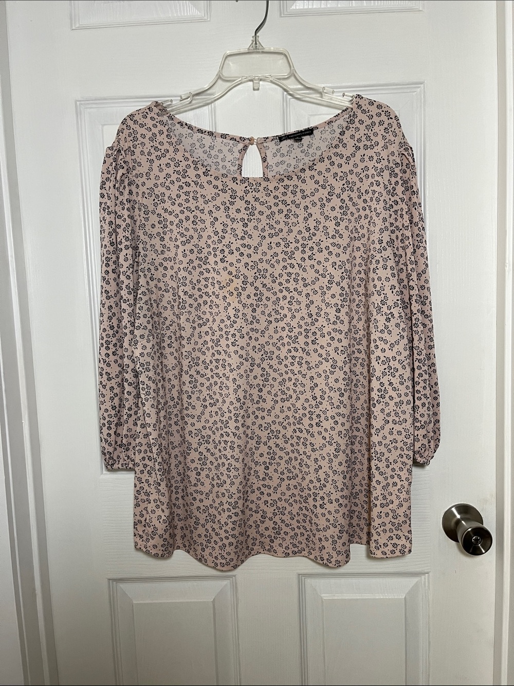 Adrianna Papell Beige with Black Dot  Floral Blouse